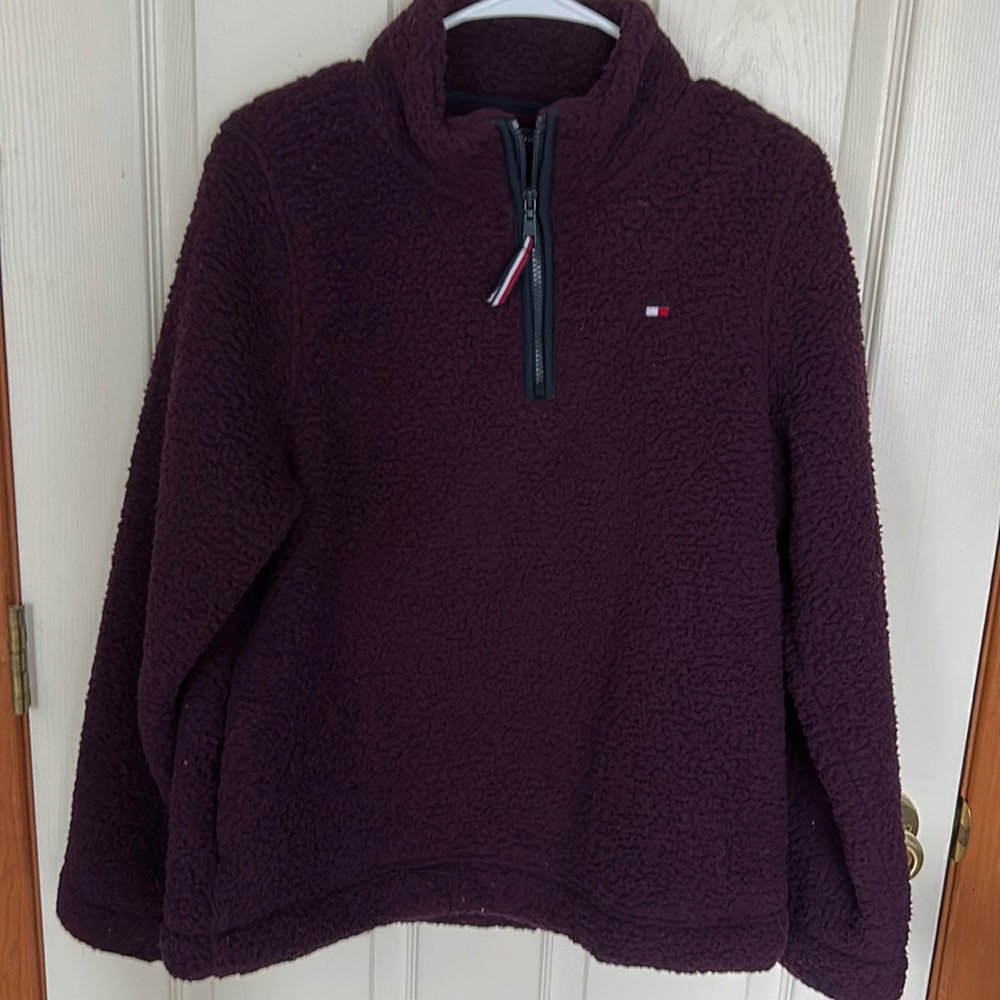 Tommy Hilfiger Maroon Sherpa 1/4 Zip Large
